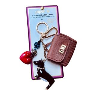 Piper K Dachshund Bag Charm with Mini Purse Keychain